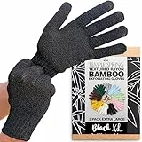 Temple Spring Peelinghandschuh, Peeling Körper Duschschwamm, Waschhandschuh Körper Sauna Zubehör, Peeling Handschuh, Duschhandschuh Badezubehör für Ingrown Hair, Luffa Handschuh – Schwarz XL