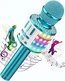 MicQutr Karaoke Mikrofon, Drahtloses Bluetooth Mikrofon Kinder mit LED, Tragbares Karaoke Maschine zum Singen, Karaoke Mädchen Jungen Spielzeug Geschenke, KTV Lautsprecher Recorder für Smartphone PC