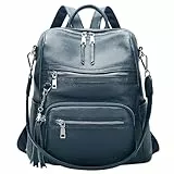 ALTOSY Echt Leder Rucksack Damen Elegant Convertible Schultertasche Frauen Uni mit Quaste (S106, Indigoblau)