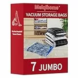 MEIQIHOME 7er Set Vakuumbeutel Jumbo für Kleidung & Bettwäsche, wiederverwendbare Aufbewahrungsbeutel für Reise & Zuhause, platzsparend