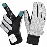 Nesirooh Winterhandschuhe Herren Damen, 3M Thinsulate Winddicht Warme rutschfest Touchscreen FahrradHandschuhe für Radfahren Laufen Wandern Fahren Skifahren (Hanfgrau, XL)