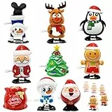 Audasi 9 Stück Weihnachts Aufziehspielzeug, Aufziehspielzeug Weihnachten Figur Uhrwerk Spielzeug Aufziehfigur Uhrwerk Lauf und Springspielzeug für Kinder Erwachsene Geschenktütenfüller Wind-up