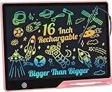 LCD Schreibtafel Kinder 16 Zoll Wiederaufladbare, Maltafel Zeichentafel Vorschule Lernen Spielzeug Weihnachten Geburtstag Ostern Geschenk 3 4 5 6 7 Jahre alt Mädchen Jungen