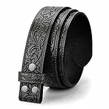 LEACOOLKEY Western Gürtelriemen für Männer ohne Schnalle 3.8cm breit floral graviert geprägter Ledergürtelriemen