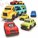 Hodlvant Autotransporter Spielzeug, 5 in 1 Abschleppwagen Spielzeug Sets mit Sound, Kinder Cartoon LKW Spielzeug, Kindergeschenk Weihnachten Geburtstag für Kinder 1 2 3 4 5 6 Jahre alt