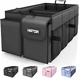 HOTOR Kofferraum Organizer – Faltbarer Auto Kofferraum Organizer mit 2 Fächern, Stabiler Auto Organizer für SUVs, Schwarzer Kofferraumtasche Verstärkt und Stabil Faltbox, 54.1 x 32.0 x 26.9 cm
