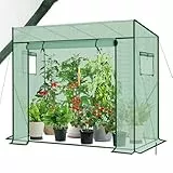 Sekey Gewächshaus Tomatengewächshaus 200x170x77 cm, Begehbarers Tomaten Gewächshaus Foliengewächshaus Balkon Outdoor - Stabil, Winterfest, UV-Beständig, Grün