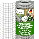 TTL GARDEN 1m x 10m Drahtgitter feinmaschig rostfrei verzinkt 6,3mm Masche 0,55 mm Draht Stärke - auf Rolle Maschendraht Volierendraht Hasendraht Wühlmausgitter 10m x 1m breit 6,3 mm Maschenweite
