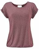 TrendiMax Damen T-Shirt Kurzarm Sommer Shirt mit Allover-Minimal Print Causal Oberteil Bluse Tops, Weinrot, M