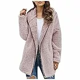 Teddy Hoodie Damen Teddy Fleece Plüsch Langarm Kapuzenpullover mit Tasche Locker Casual Kapuze Plüschjacke mit Reißverschluss Herbst Winter Warm Outdoor Kunstpelzjacke Teddyjacke Jacke Parka Coat