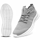CAIQDM Damen-Laufschuhe, Slip-on-Walking-Sneaker, leicht, atmungsaktiv, Turnschuhe, Tennisschuhe, hellgrau, 40 EU