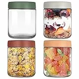 YUEYEE Overnight Oats Gläser,4 Pack 500ml Meal Prep Gläser für Hausgemachte Marmelade,Einmachen,Einlegen,Mason Jar,Wiederverwendbare Einmachgläser mit Schraubdeckel als Meal Boxen