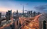 Komar Vlies Fototapete LIGHTS OF DUBAI | Tapete, XXL, Dekoration, Natur, Landschaft, Schlafzimmer, Wohnzimmer, Büro, Flur | Größe 450 x 280 cm (Breite x Höhe) | SHX9-119