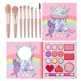 AYNKH 14 Farben Make-up-Set für Mädchen Mit 8 Rosafarbenen Pinseln - Tragbare Palette für Bühnenshow, Halloween, Party, Geburtstag - Schönheit Geschenk-Set