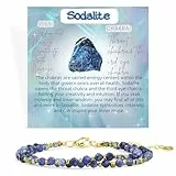 Farfume Armband Damen Edelstein Perlen Armbänder, Chakra 4mm Kristall Natürliche Echte Steine Schmuck Geschenke für Frauen(Sodalith)