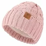 OZERO Damen Mütze Beanie Wintermützen: Schwarz Warme Strickmütze Wollmützen Bommelmütze Winterhaube