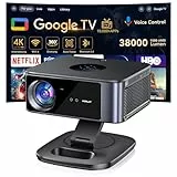 Beamer【Google TV/Autofokus & 1500 ANSI】 Full HD 1080P HORLAT Beamer 4K Heimkino mit WiFi 6, Bluetooth 5.3, HDR10, Sprachassistent, um 360° drehbarer Ständer Projektor