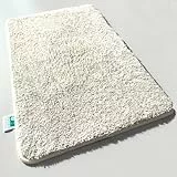 casa pura Badematte Creme weicher, Flauschiger Badezimmerteppich in Shaggy Optik, Badvorleger rutschfest waschbar - Duschvorleger, Teppich Fußmatte für Badezimmer, Dusche 50x80 cm, Ivory Sky Soft