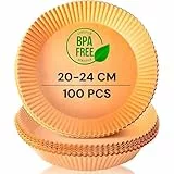 edihome, Backpapier für Heißluftfritteuse, fur Air Fryer, 100 Stück, 20-24 cm, BPA Free, Zubehör Heissluftfritteuse, Einweg, für Backofen, 5 bis 8 Liter (Rund, 20-24 cm), Brown
