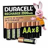 Duracell Akku AA, wiederaufladbare Batterien AA, 8 Stück, Unsere Nr. 1 - längste Haltbarkeit pro Aufladung, vorgeladen [Amazon exclusive]