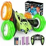PANACARE 360° Stunt RC Auto, 2.4Ghz Ferngesteuertes Auto Spielzeug Doppelseitig mit Fernbedienungn/Radlichtern/4 Batterien/Licht/360° Flip, 4WD Off Road Kinderspielzeug Geschenk ab 3456789 Jahre