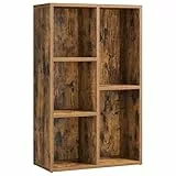 VASAGLE Bücherschrank, Bücherregal, mit 5 Fächern, Büroregal, Würfelregal, Standregal, für Wohnzimmer, Schlafzimmer, Büro, Kinderzimmer, vintagebraun LBC025X01