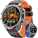 Smartwatch Herren,1.52' HD Smart Watch mit 500mAh Lange Akkulaufzeit, 114+ Sportmodi Militärischer Stil Fitnessuhr mit Herzfrequenz/Schrittzähler/Schlafmonitor/Taschenlampe Android iOS Mens Watches