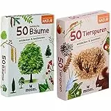 moses. 23407528 Expedition Natur 50 heimische Bäume | Bestimmungskarten im Set | Mit spannenden Quizfragen & MOS09724 Expedition Natur 50 Tierspuren| Bestimmungskarten im Set | Mit Quizfragen