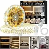 LED Strip 15M Warmweiß-KaltesWeiß,Dimmbar 2700K-6500K LED Streifen mit RF Fernbedienung & Netzteil,Super hell 900LEDs 24V LED Strip Light Kit,Selbstklebend DIY Flexible Lichtleiste für Party Heim Deko