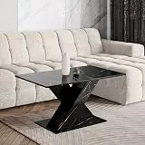 PROROOM FURNITURE TOXO MINI Beistelltisch für Wohnzimmer 110x60 cm Rechteckiger Sofatisch Glamour Stil Schwarze Marmoroptik 50 cm Höhe