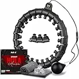 Active 100 Smart Hula Hoop, Gewichteter Hula Hoop, Verstellbarer Fitness-Übungs-Hula-Hoop, 27 abnehmbare Knoten/Glieder, Schwarz