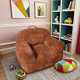 Louis Donné 60 x 50 x 40 cm Kindercouch Sitzsack Cord Mini-Sessel Kindersofa Bequeme Kindersessel mit Füllung Softsessel Relaxsessel mit Armlehnen für Baby & Kinderzimme（orange）…