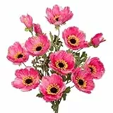 Hollyone Künstliche Mohnblumen für Heimdekoration, 3 Pcs Langstielige Realistische Künstliche Seidenblumen, Künstlicher Mohn für Küche Hochzeit Dekoration Blumenarrangement, Tischaufsteller (Rosa)