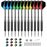 WayArrival Profi Steel Darts Set | 12 Stück 24g Dartpfeile mit Metallspitze & Messing-Schäften | Inkl. 24 Flights, 20 O-Ringe, Ersatzschäfte | Für Bar, Training & Turnier