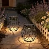 Ketom 2 Stück Solarlaterne für Außen Stehend, Solarlampen für Außen Hängend, IP65 Wasserdicht Hängelampe Outdoor Solar Retro, Solar Laterne Draußen für Garten Balkon Camping Terrassen Warmweiß