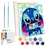 LAISU Malen Nach Zahlen mit Rahmen für Junior, Erwachsene und Kinder Anfänger, 18x24cm Kleine Cartoon Painting, DIY Gemälde Bastelset mit Leinwand Pinseln Acrylfarben für Jungen Mädchen und Home Deko