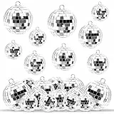 Disco Spiegel Ball, 25 Stück Silber Hängekugel Spiegelkugel Discokugeln Mini Discokugel Deko, Kleine Discokugeln zum Aufhängen für Weihnachtsbaum Party Hochzeit Deko
