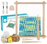 Homewit Webrahmen Kinder, 24 x 28cm Webrahmen Groß für Kinder ab 4 6 8 Jahre aus Holz, Webstuhl Knitting Loom fur Anfänger Schulwebrahmen Stricken Bastelset Geschenk Mädchen