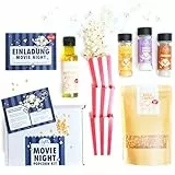 Craftly Movie Night Kit | Popcorn Geschenkset mit 3 Gewürzen, 500g Mais, Butteröl & Tüten | Kinoabend Snack-Set für Zuhause | Geschenk für Männer, Frauen & Kinder