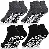 Smilcloud 4 Paar Stoppersocken Damen Herren,Yoga Socken Antirutsch für Damen, Grip Socks Rutschfeste Socken mit Noppen für Pilates,Ballett,Krankenhaus,Zuhause