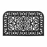 Relaxdays Fußmatte Gummi, 45 x 75 cm, rutschfest, wetterfest, Fußabtreter Ornamente, innen & außen, Türmatte, schwarz