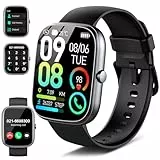 Smartwatch Herren Damen mit Bluetooth Anrufe, 1.91' HD Touchscreen Smart Watch, Herzfrequenz Schlafmonitor SpO2 Schrittzähler Uhr, 110+ Sportmodi Sportuhr Fitness Tracker, IP68 Wasserdicht Schwarz