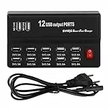 Steckdosenleiste Überspannungsschutz 12 Multi Ports Schnellladegerät USB-Station 100-240 V Internationaler USB-Ladehub Kabel Flachstecker für Geräte Handys Tablets Airpos MEHRWEG VERPAKUNG(EU)