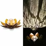 Navaris LED Solar Lotus Laterne - warmweiß wiederaufladbar - Lotusblüte Solarlampe mit tollem Licht durch Bruchglasoptik - Garten Deko Solarleuchte