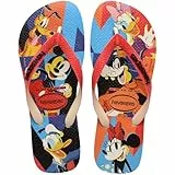 Havaianas – Disney Stylish, bequeme, leichte und strapazierfähige Badelatschen, Disney- und Pixar-Designs, breite Riemen, Unisex Erwachsene, Beige Straw Red Ruby, 33/34 EU