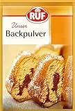 RUF Backpulver, Backtriebmittel für Kuchen, Brötchen, Waffeln und Plätzchen, Abflussreiniger natürlich, Haushaltsmittel zur Reinigung, glutenfrei und vegan, 6x15g