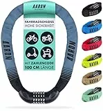 AARON Lock One Fahrradschloss mit 5-stelligem Zahlencode, Kettenschloss aus Stahl und hoher Sicherheitsstufe | Schloss für für E-Bike, Mountainbike, Trekkingrad, Tourenrad, Rennrad in grau-blau