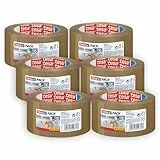 tesa tesapack Ultra Strong im 6er Pack - PVC-Klebebänder für festes Verpacken und sicheres Bündeln - Braun - 6 Rollen je 66 m