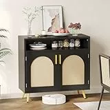 YITAHOME Sideboard, küchenschrank mit arbeitsplatte, 80*35*75 cm, Rattan
