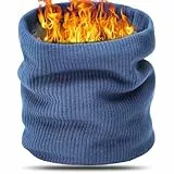 BARFULKER Winter Halsschlauch Herren Damen, Warm Gefüttert Strickschal Schlauchschal Ski Halswärmer Gesichtsschal Fleece Loop Schal Winddichte Gesichtsmaske Unisex, Blau